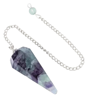 6-sided Conical Multicolor Fluorite Pendulum