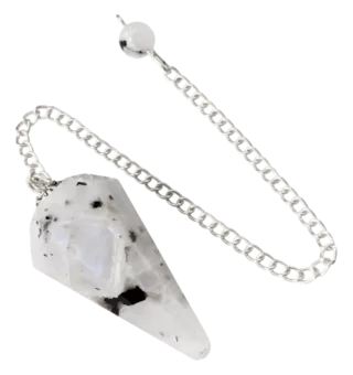 Conical pendulum in White Moon Stone Peristerite 6 faces
