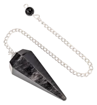 Conical Silver Obsidian Pendulum 6 Sides