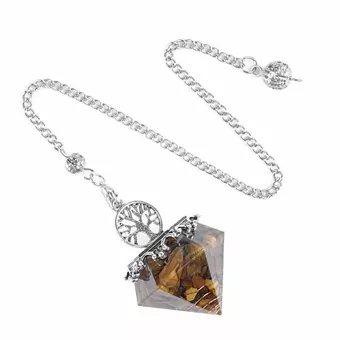 Orgonite Tree of Life Tiger Eye Pendulum 6 faces