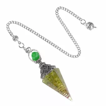 6-sided Peridot Orgonite Pendulum
