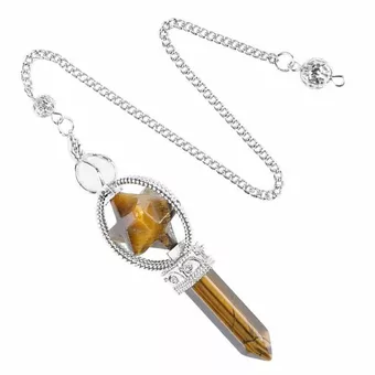 Tiger's Eye Merkaba Pendulum, 6 faces