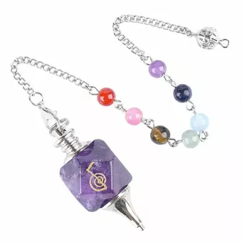 Amethyst Hexagonal Pendulum Reiki ChoKu Rei 7 Chakras