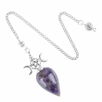 Divination Pendulum Pentacle Triple Moon Amethyst