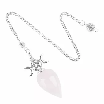 Divination Pendulum Pentacle Triple Moon Rose Quartz