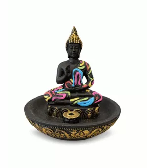 Multicolor Resin Abhaya Buddha Incense Holder 10 cm