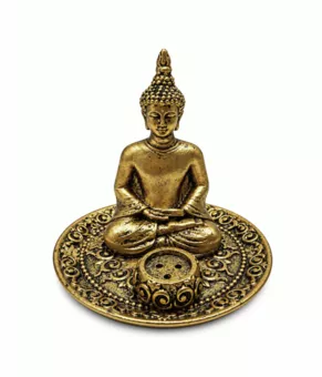 Golden Resin Buddha Meditation Incense Holder 9 cm