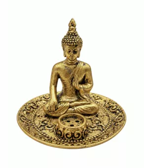 Golden Resin Buddha Blessing Incense Holder 9 cm
