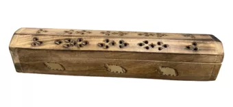 Incense Holder Box in Papri Wood Elephant 30cm x2