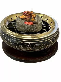 Brass burner Wooden plate &  grid x 2 pcs