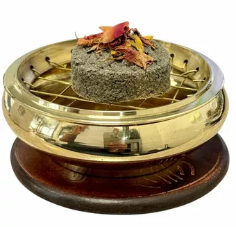 Brass burner Wooden plate & grid x 2 pcs