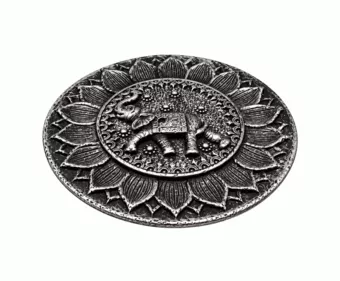 Round Silver Resin Elephant Incense Holder 10 cm