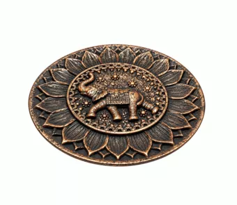 Round Silver Resin Elephant Incense Holder 10 cm