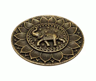 Round Golden Elephant Resin Incense Holder 10 cm