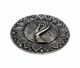 Round Silver Resin Om Lotus Hand Incense Holder 10 cm