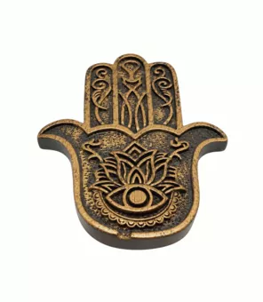 Copper Hand of Fatima (Hamsa) Resin Incense Holder, 11 cm