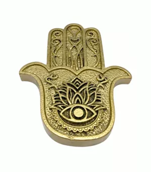 Hamsa Hand Incense Holder, Gold-Tone Resin, 11 cm