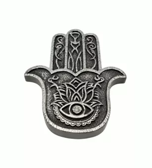 Silver Resin Hamsa Hand of Fatima Incense Holder, 11 cm