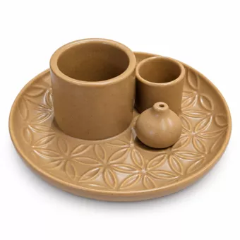 Multifunctional Flower of Life Incense Holder, Warm Sand, 13 cm