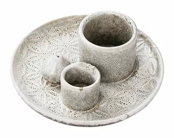 Beige Ceramic Incense Holder Flowers of Life for Palo Santo and White Sage 13cm