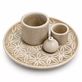 Multifunctional Flower of Life Incense Holder White Reactive 13 cm