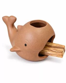 Ceramic whale incense burner 7.5 cm