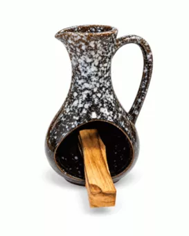 Speckled black ceramic incense burner 12 cm