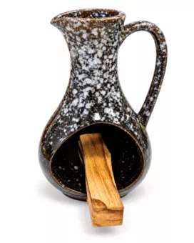 Speckled black ceramic incense burner 12 cm