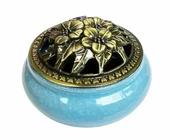 Blue Ceramic Incense Holder 10cm