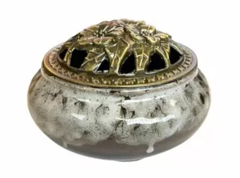 Brown and Gray Ceramic Incense Holder 10cm