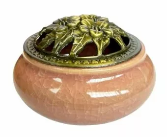 Peach Ceramic Incense Holder 10cm