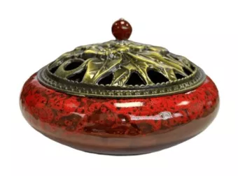 Red Ceramic Incense Holder 14cm