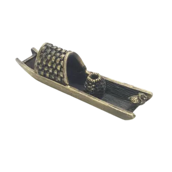 Metal Incense Holder Boat Bronze 9.5 cm