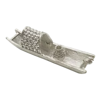 Metal Incense Holder Boat Silver 9.5 cm