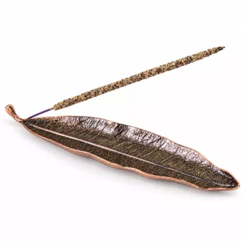 Copper-Coloured Leaf Incense Holder 25 cm