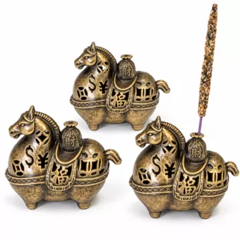 Horse incense holder 5.3 cm – Set of 3