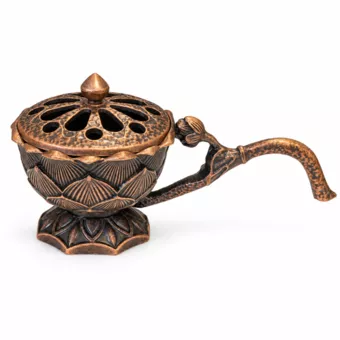 Copper lotus-handle incense burner 6.1 cm