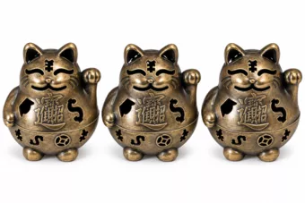 Bronze Maneki-neko incense burner 4.9 cm – Pack of 3