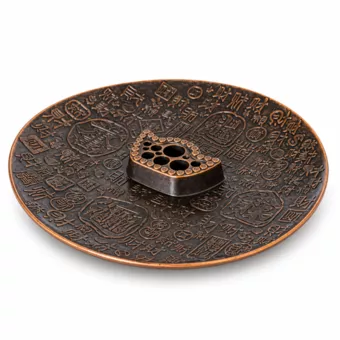 Incense holder with 9 holes, Chinese ingot design, 10 cm