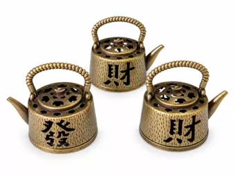 Lucky teapot incense burner 4 cm – Pack of 3