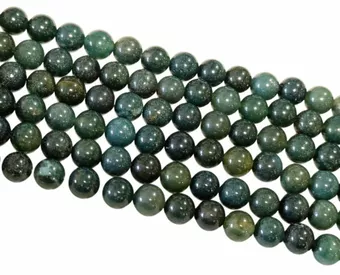Moss Agate Round Beads Strand A 6mm