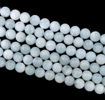 Aquamarine A 10mm pearls on string