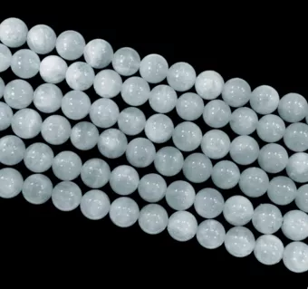 Aquamarine AA 10mm pearls on string