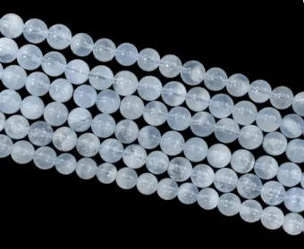 Round Beads on Strand Aquamarine AA 8–9 mm