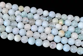 Multicolored Aquamarine beads, 6mm, on a 40cm strand