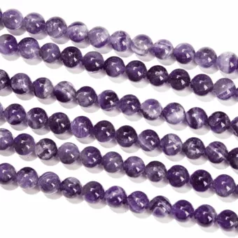 Banded Amethyst Round Beads Strand A 10mm