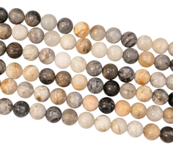 Agate Plume 6mm pearls on string