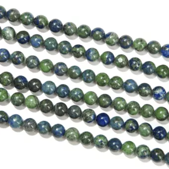 Stabilized Azurite & Malachite Round Beads Strand A 6mm