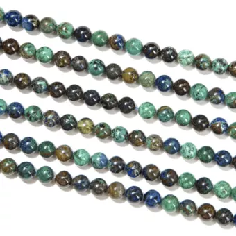 Natural Azurite Malachite Round Beads Strand A 8mm