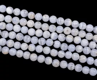 Banded Blue Chalcedony Round Beads Strand A 6-7mm